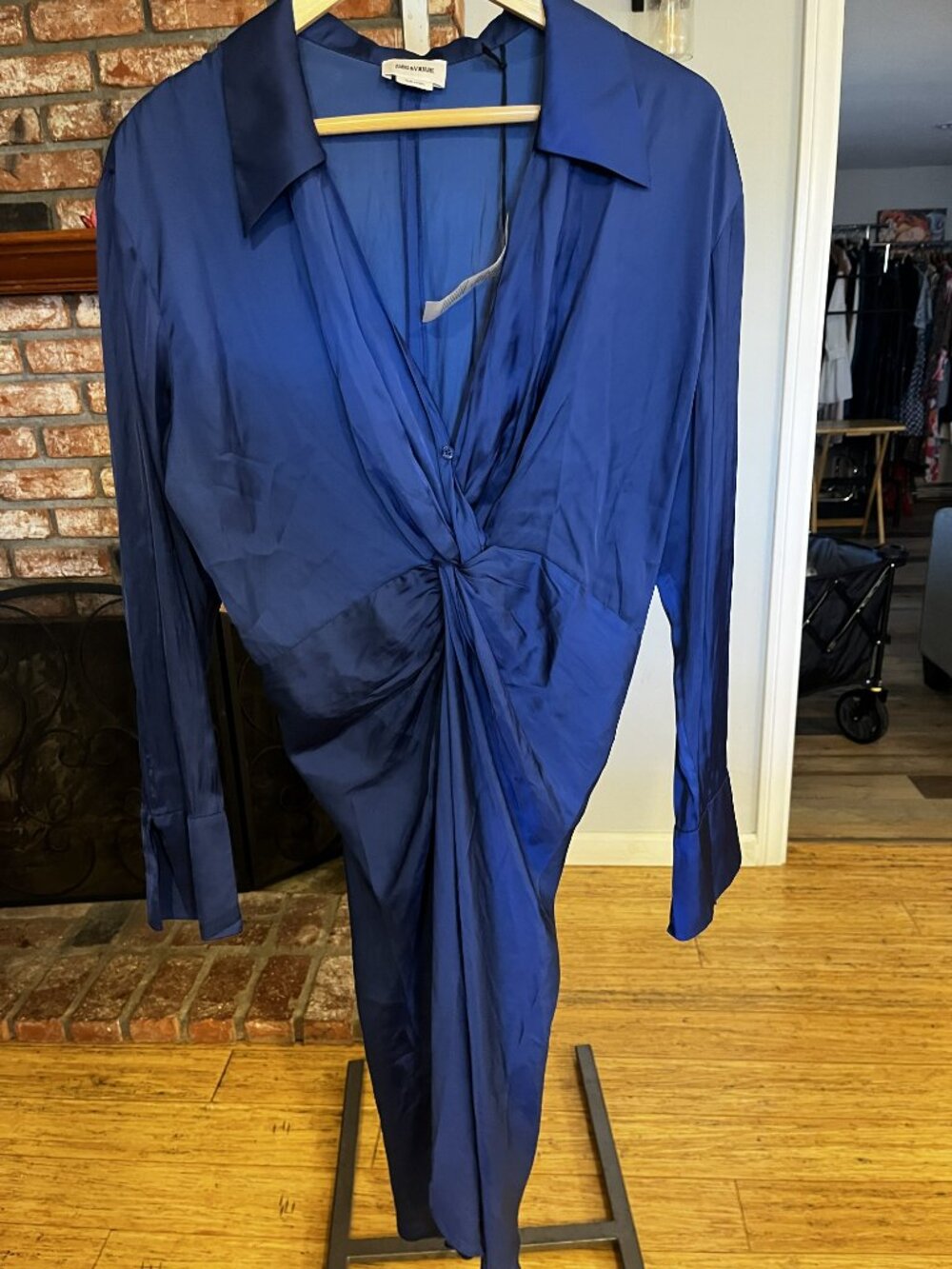 Zadig & Voltaire Rozo Dress Blue Knot Front Mini Size Large NWT Luxe - Picture 4 of 4